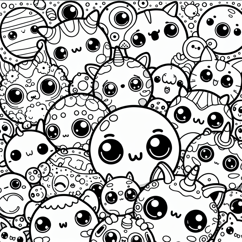 Kawaii Coloring Pages – Custom Paint By Numbers, image size:1024x1024