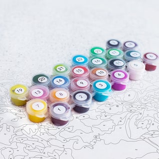 A numbered acrylic paint set for a paint by number kit