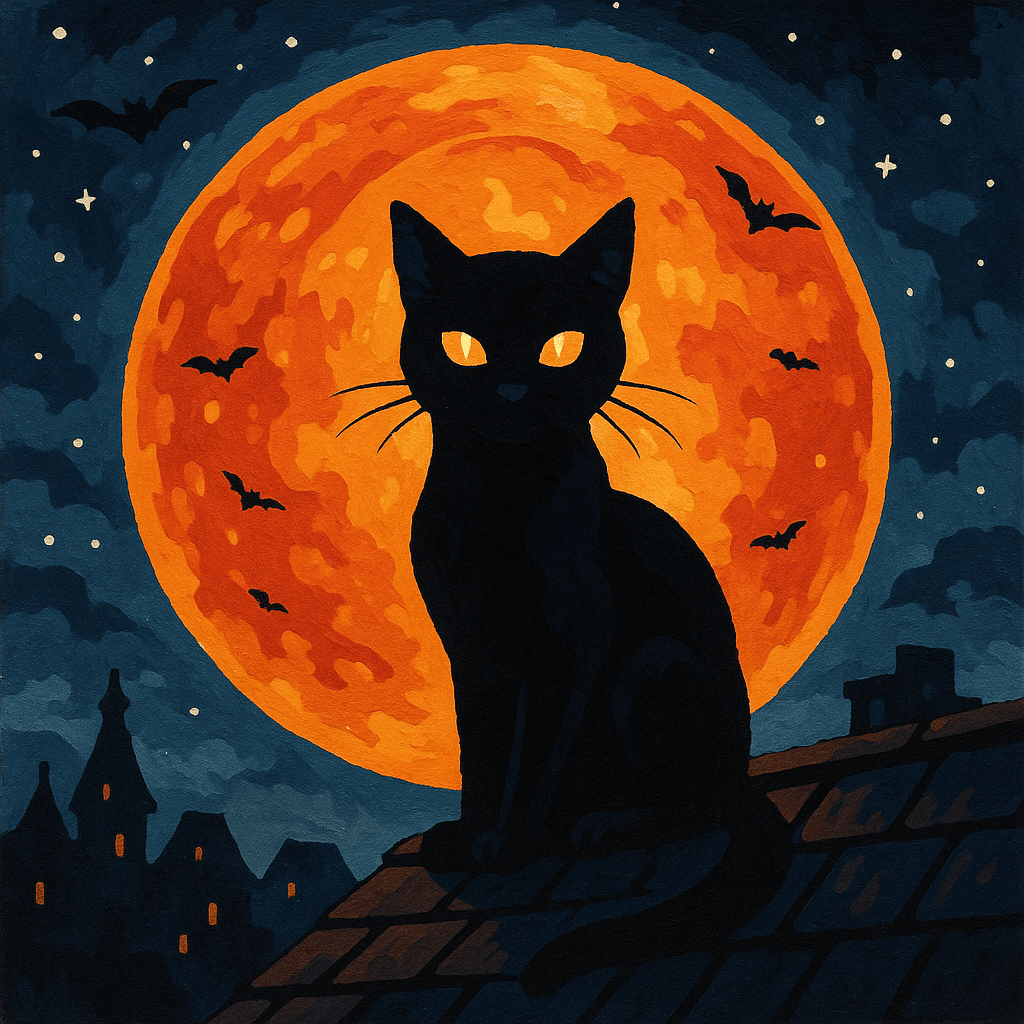 Black Cat & Full Moon - Paint By Numbers Kit - Custom Paint By Numbers