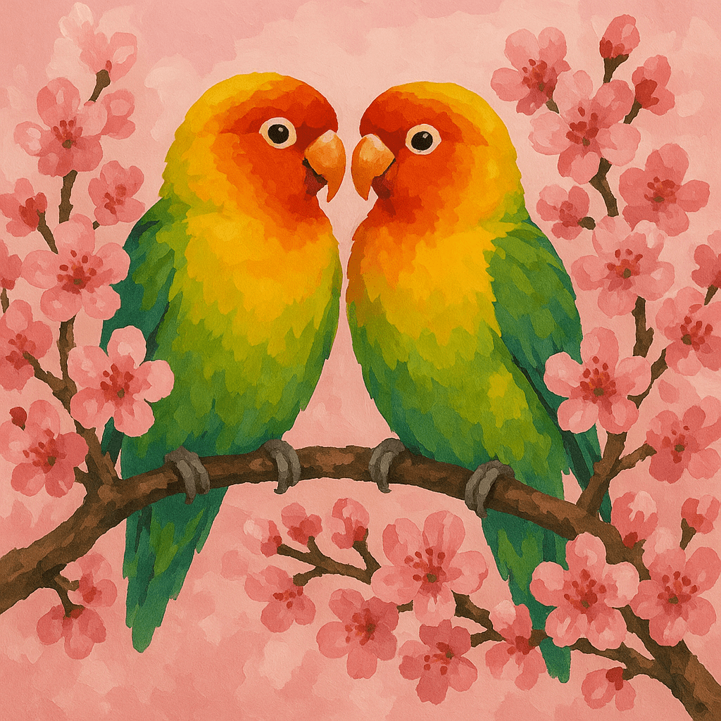 Love Birds on Branch - Paint By Numbers - Custom Paint By Numbers