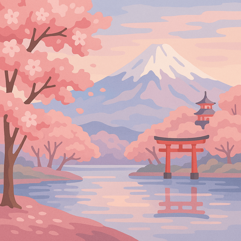 Paint By Numbers | Japanese Cherry Blossom & Mount Fuji - Custom Paint By Numbers