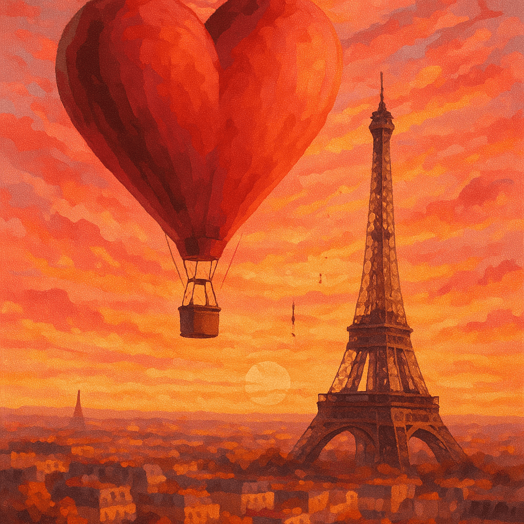 Romantic Heart Hot Air Balloon - Paint By Numbers - Custom Paint By Numbers