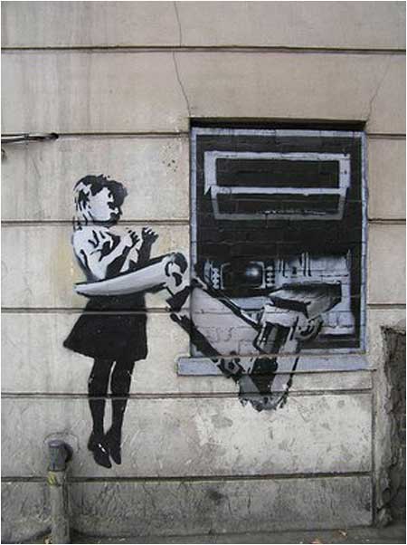 Banksy Cash Machine Girl Graffiti - Exmouth Market, London - Custom Paint By Numbers