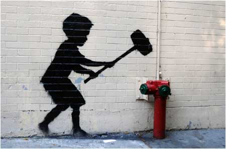 Banksy Hammer Boy Graffiti - Manhattan, New York, USA - Custom Paint By Numbers
