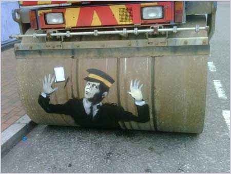 Banksy Steam Roller Traffic Warden - Lewisham London - Custom Paint By Numbers