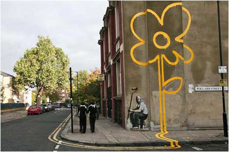 Banksy Yellow Lines Flower Painter Graffiti - London - Custom Paint By Numbers