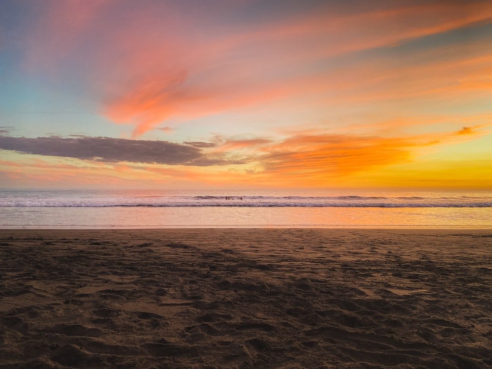 Paint By Numbers | Body Of Water Under Orange And Blue Sky - Custom Paint By Numbers