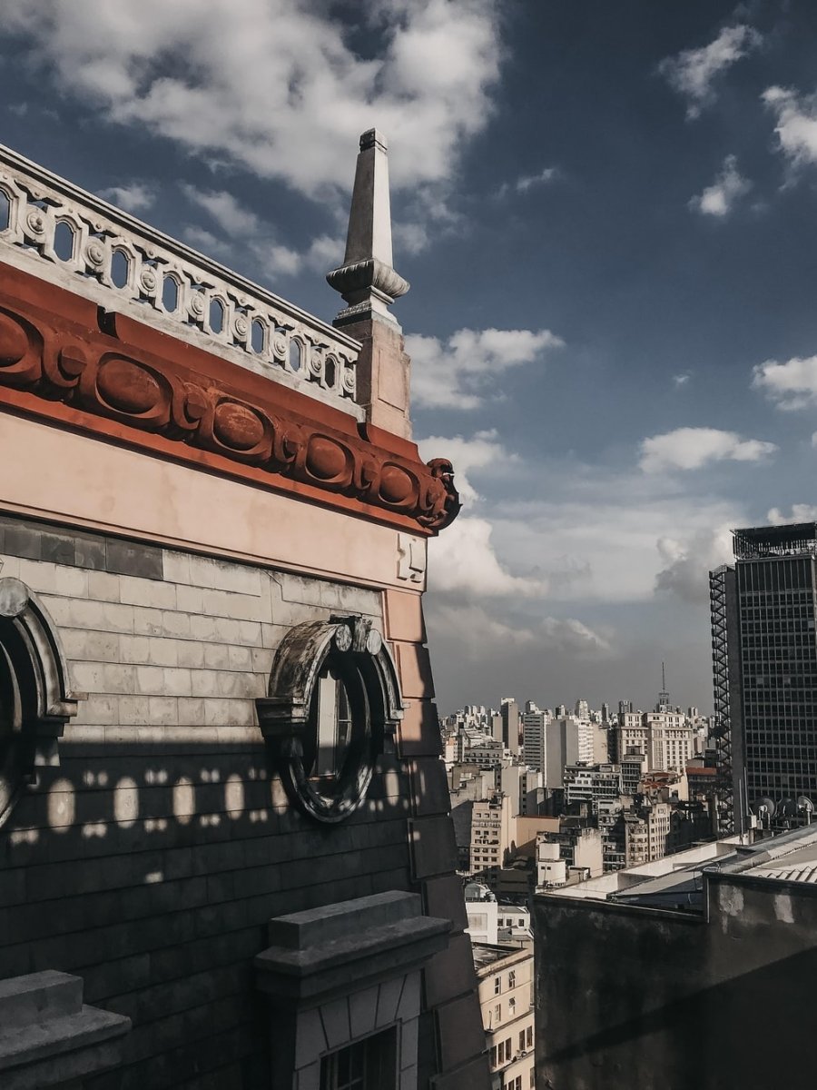 Paint By Numbers | Concrete Building Under Blue Sky And Clouds - Custom Paint By Numbers