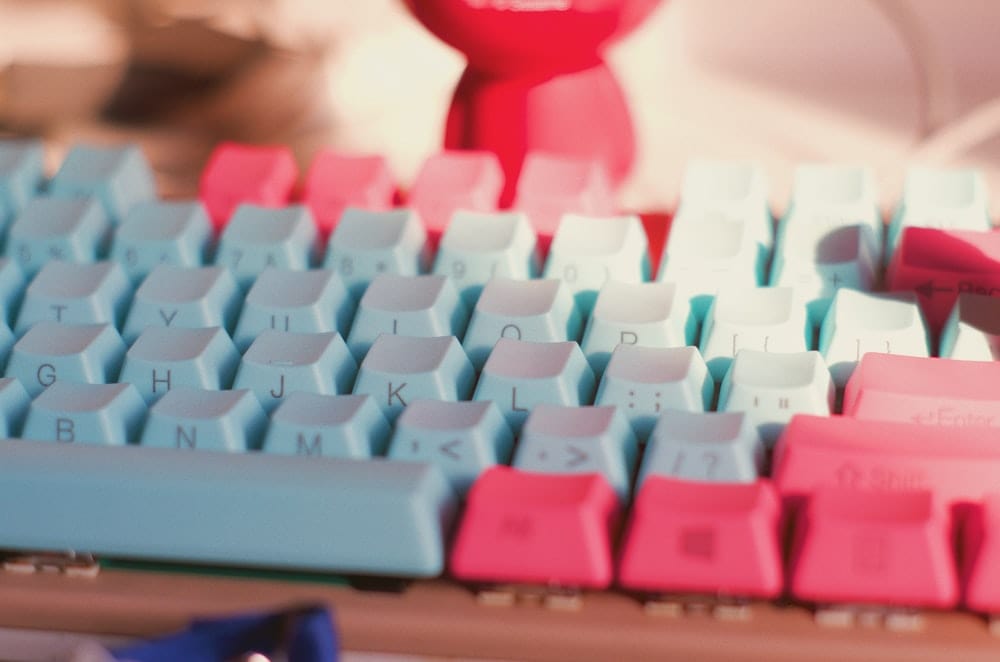Paint By Numbers | Zhengzhou - Blue And Pink Computer Keyboard - Custom Paint By Numbers