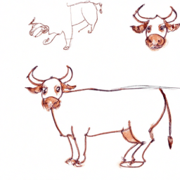 How To Draw A Cartoon-Bull - A Step By Step Drawing Guide - Custom Paint By Numbers