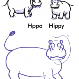 How To Draw A Cartoon-Hippo - A Step By Step Drawing Guide - Custom Paint By Numbers