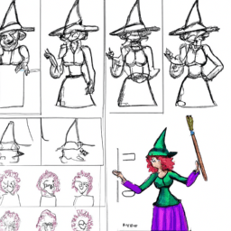 How To Draw A Cartoon-Witch - A Step By Step Drawing Guide - Custom Paint By Numbers