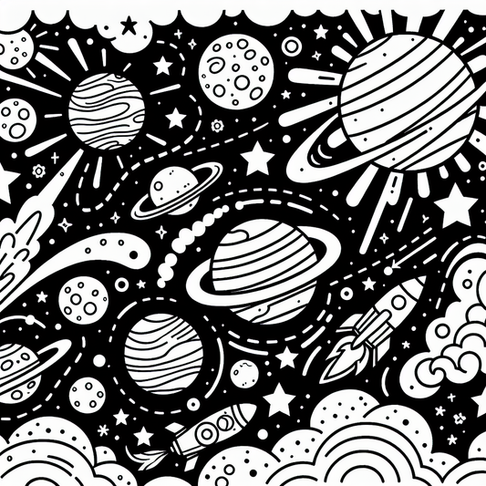 Space Coloring Pages - Custom Paint By Numbers