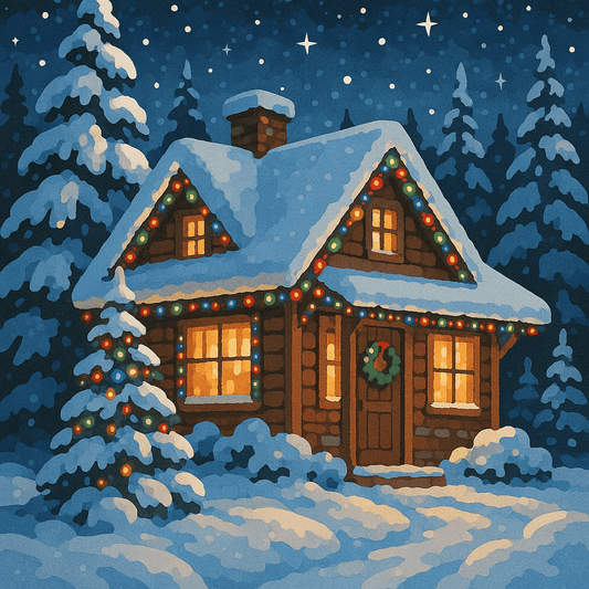 Cozy Christmas Cabin - Paint By Numbers Kit - Custom Paint By Numbers
