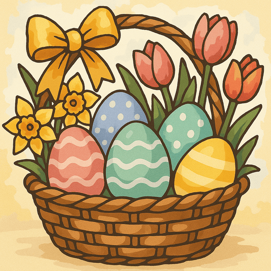 Easter Basket Bouquet - Paint By Numbers Kit - Custom Paint By Numbers