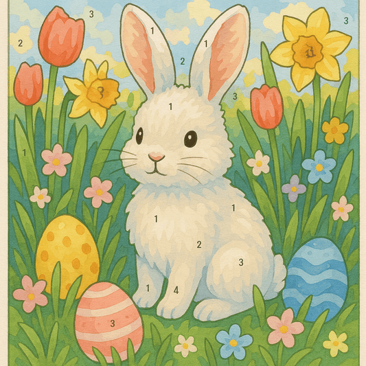 Easter Bunny in Garden - Paint By Numbers Kit - Custom Paint By Numbers