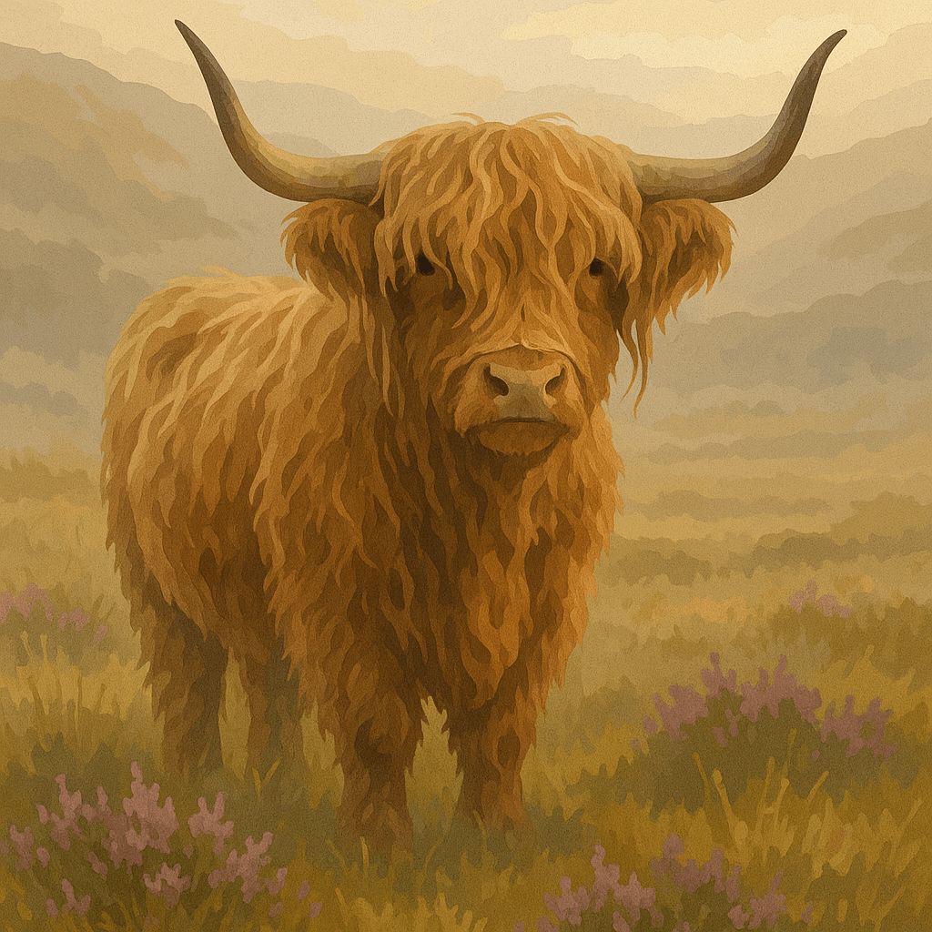 Paint By Numbers | Highland Cow in Scottish Meadow - Custom Paint By Numbers