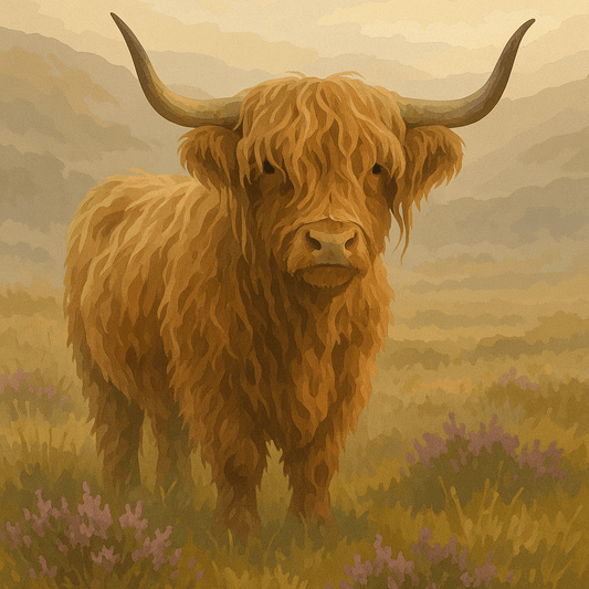 Paint By Numbers | Highland Cow in Scottish Meadow - Custom Paint By Numbers
