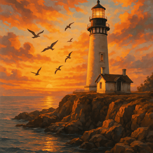 Paint By Numbers | Lighthouse at Sunset - Custom Paint By Numbers