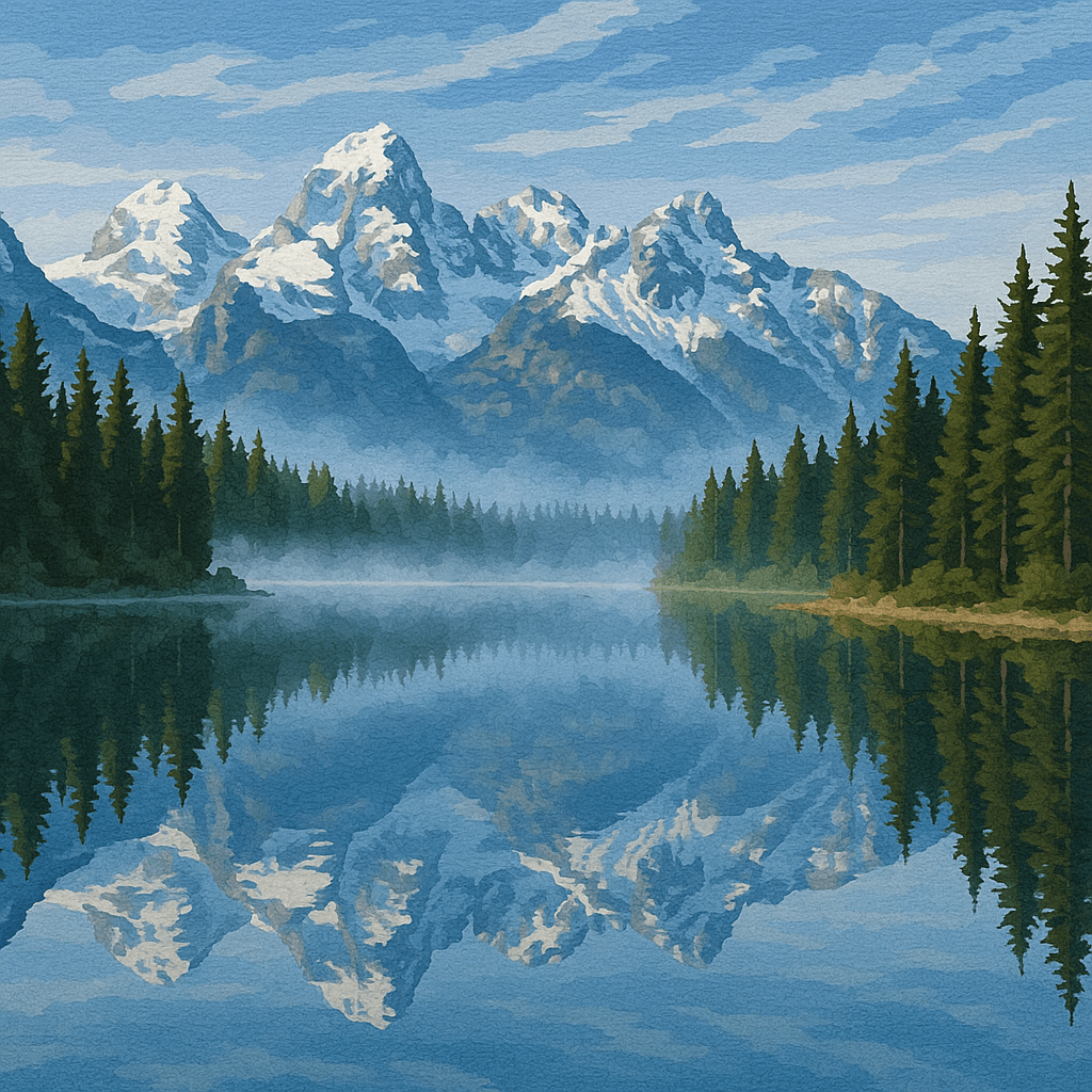 Paint By Numbers | Mountain Lake Reflection - Custom Paint By Numbers