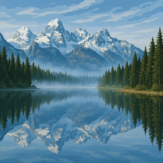 Paint By Numbers | Mountain Lake Reflection - Custom Paint By Numbers