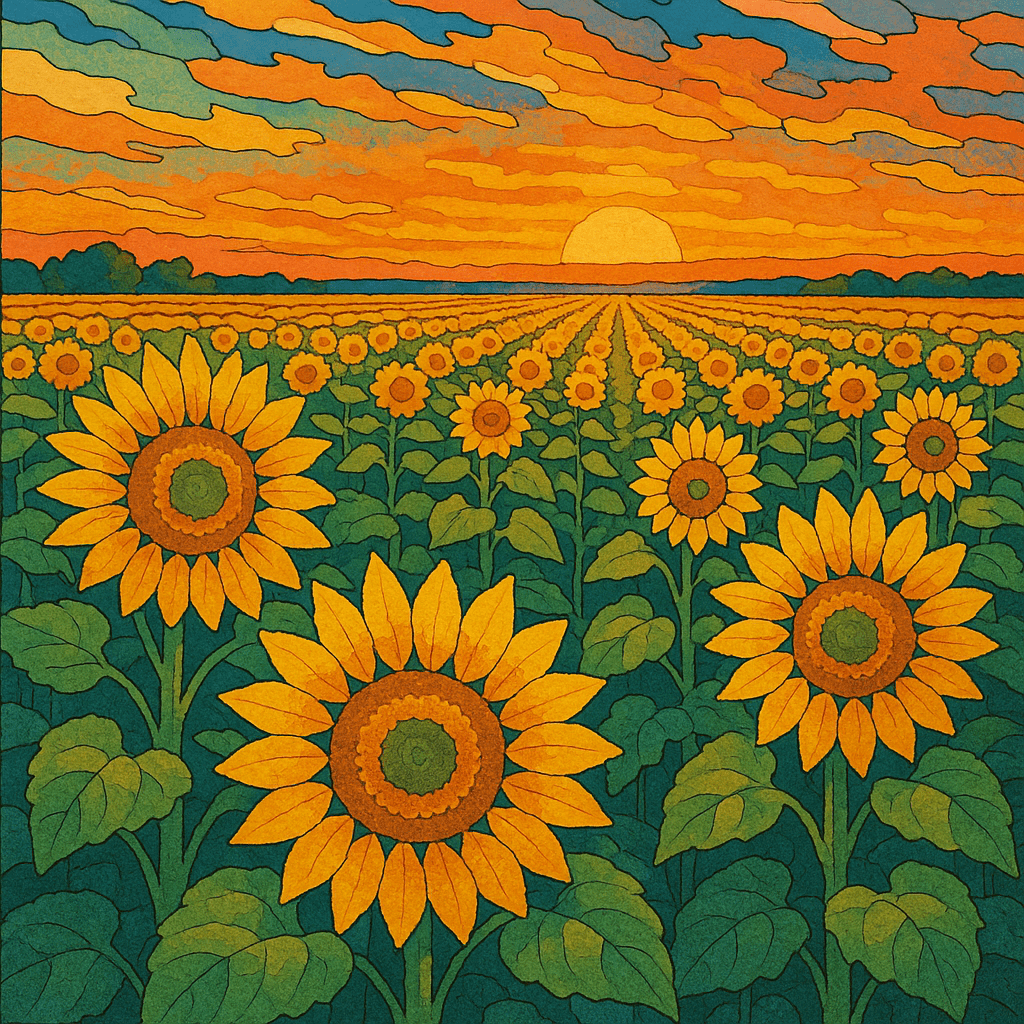 Paint By Numbers | Sunflower Field at Golden Hour - Custom Paint By Numbers