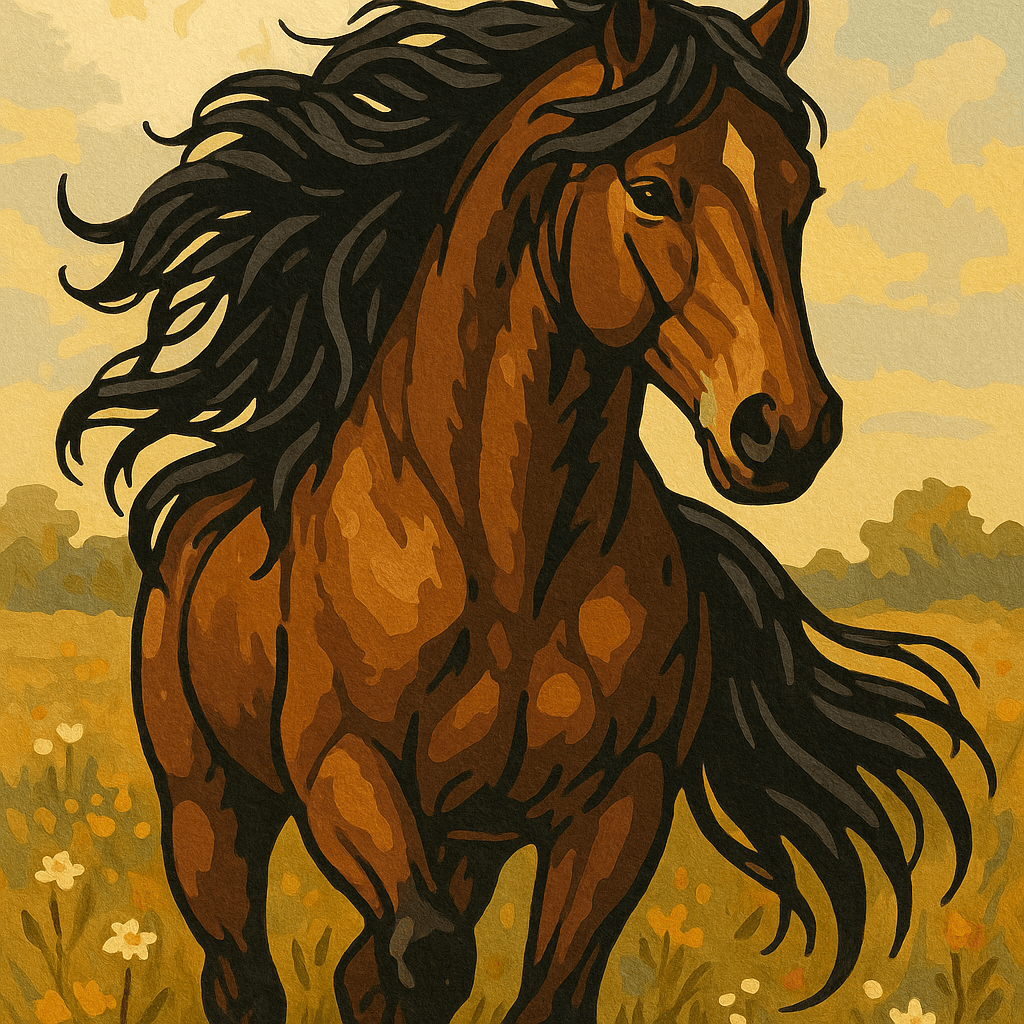 Paint By Numbers | Wild Horse in Meadow - Custom Paint By Numbers