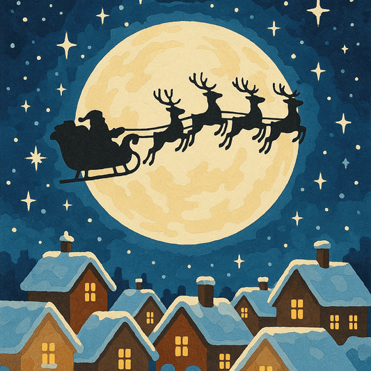 Santa's Sleigh Night Sky - Paint By Numbers Kit - Custom Paint By Numbers