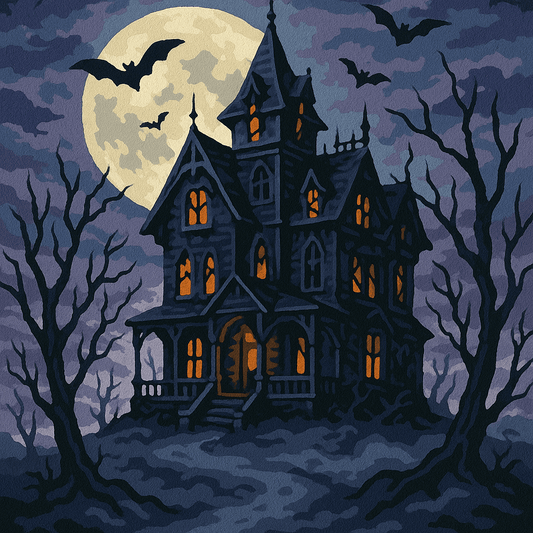 Spooky Haunted House - Paint By Numbers Kit - Custom Paint By Numbers