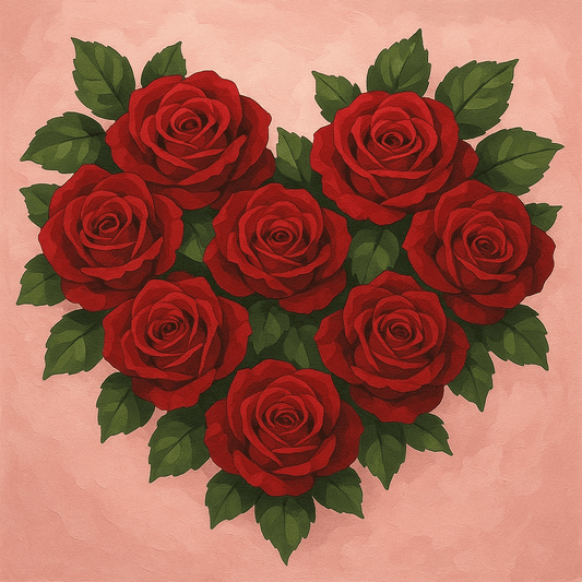 Valentine's Rose Heart - Paint By Numbers - Custom Paint By Numbers
