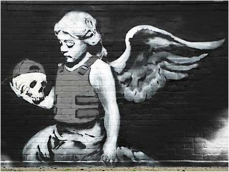 Banksy Angel in Bulletproof Vest (Fallen Angel) Graffiti - London, UK - Custom Paint By Numbers