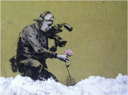 Banksy Cameraman and Flower - Utah, USA - Custom Paint By Numbers