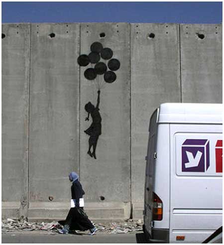 Banksy Flying Balloon Girl Graffiti - West Bank, Israel - Custom Paint By Numbers