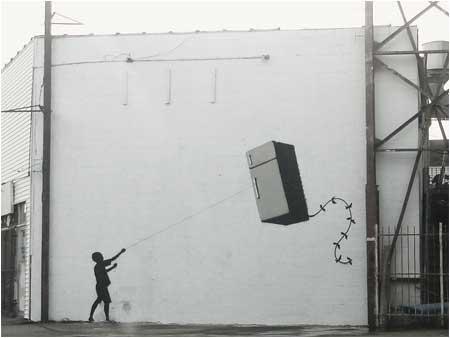Banksy Fridge Kite Graffiti - New Orleans, USA - Custom Paint By Numbers