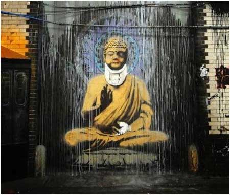 Banksy Injured Buddha Graffiti - Leake Street, London (Cans Festival) - Custom Paint By Numbers