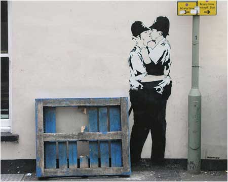 Banksy Kissing Coppers Graffiti - Brighton - Custom Paint By Numbers