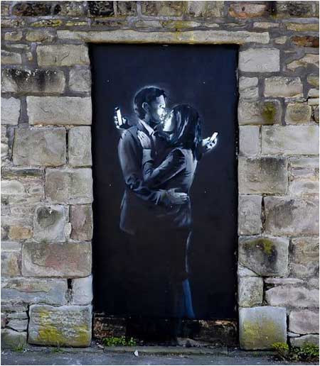Banksy Mobile Phone Lovers Graffiti - Bristol, UK - Custom Paint By Numbers
