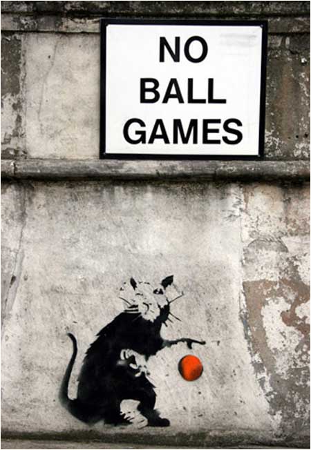 Banksy No Ball Games Rat Graffiti - London - Custom Paint By Numbers