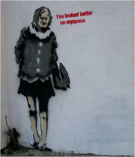 banksy Old Woman (You Looked Better On MySpace) - Los Angeles, California - Custom Paint By Numbers