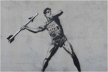 Banksy Olympic Javelin Thrower Graffiti - Hackney, London - Custom Paint By Numbers