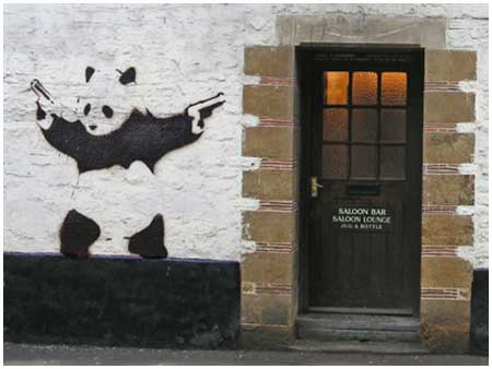 Banksy Panda With Guns Graffiti - Bristol, UK - Custom Paint By Numbers