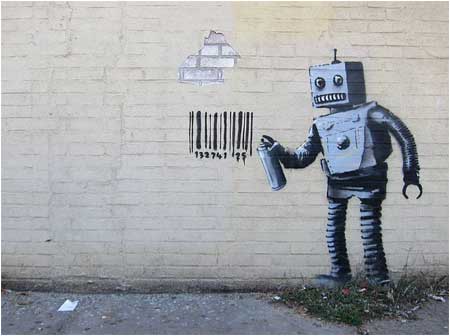 Banksy Robot and Barcode Graffiti - New York, USA - Custom Paint By Numbers