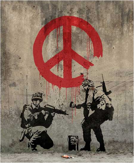 Banksy Soldiers Painting CND Sign Graffiti - London - Custom Paint By Numbers