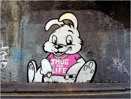 Banksy Thug For Life Bunny Graffiti - London - Custom Paint By Numbers