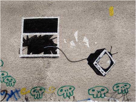 Banksy TV Through Window Graffiti - London - Custom Paint By Numbers