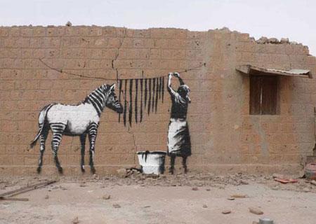 Banksy Washing Zebra Stripes - Timbuktu, Mali - Custom Paint By Numbers