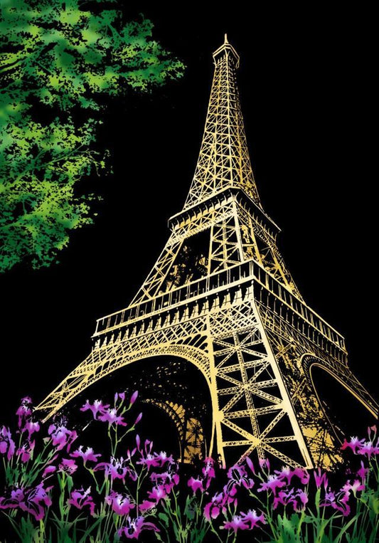 Eiffel Tower Paris | Scratch Art Kit - Custom Paint By Numbers