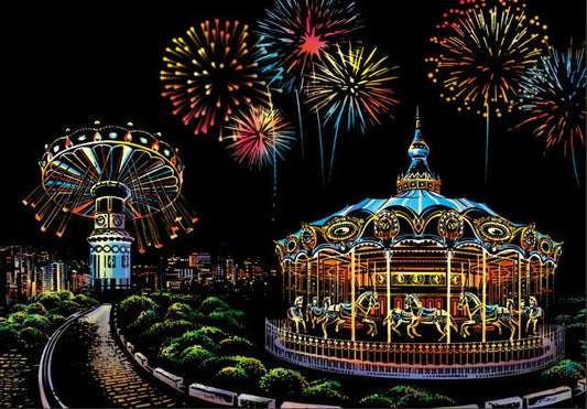 Ferris Wheel Amusement Park | Scratch Art Kit - Custom Paint By Numbers