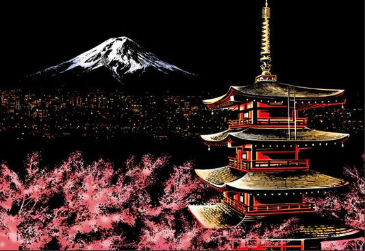 Mount Fuji Japan | Scratch Art Kit - Custom Paint By Numbers