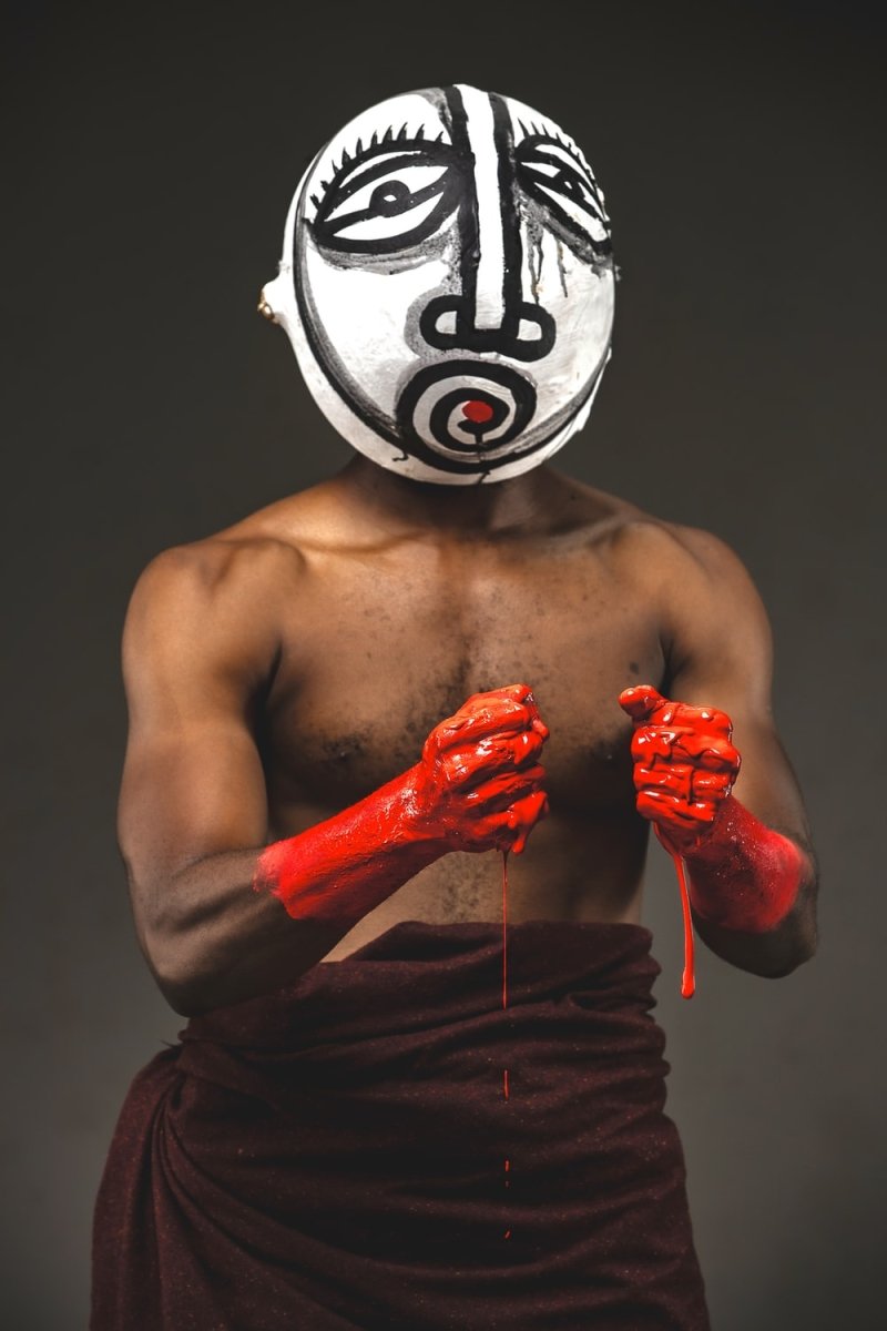 Paint By Numbers | Abidjan - Man With Red Paint On His Body - Custom Paint By Numbers